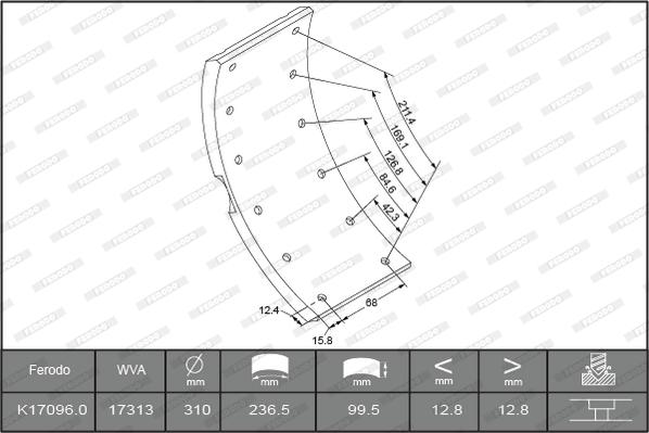 Ferodo K17096.0TG - Komplet kočionih obloga, bubanj-kočnica www.molydon.hr