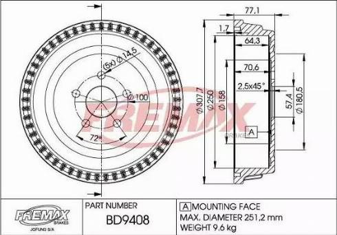 FREMAX BD-9408 - Bubanj kočnica www.molydon.hr