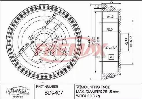 FREMAX BD-9407 - Bubanj kočnica www.molydon.hr