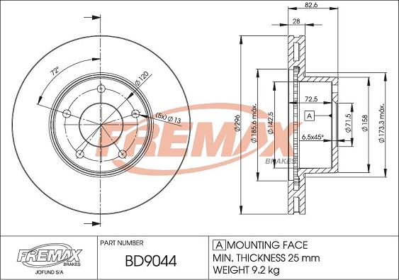 FREMAX BD-9044 - Kočioni disk www.molydon.hr