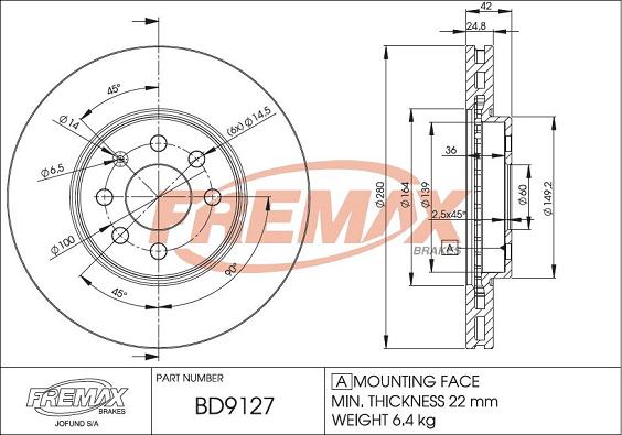 FREMAX BD-9127 - Kočioni disk www.molydon.hr