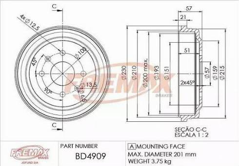 FREMAX BD-4909 - Bubanj kočnica www.molydon.hr