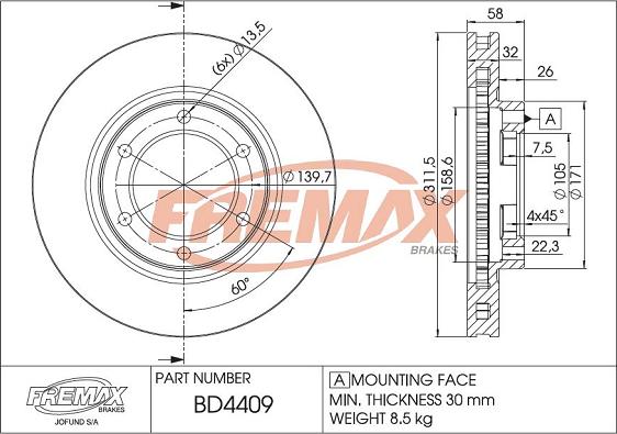 FREMAX BD-4409 - Kočioni disk www.molydon.hr