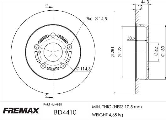 FREMAX BD-4410 - Kočioni disk www.molydon.hr