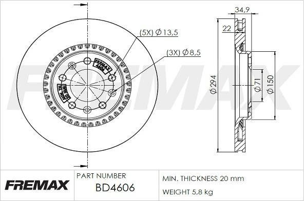 FREMAX BD-4606 - Kočioni disk www.molydon.hr