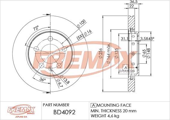 FREMAX BD-4092 - Kočioni disk www.molydon.hr