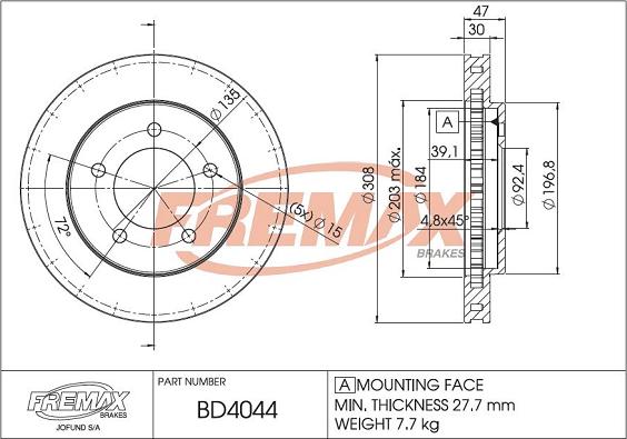 FREMAX BD-4044 - Kočioni disk www.molydon.hr