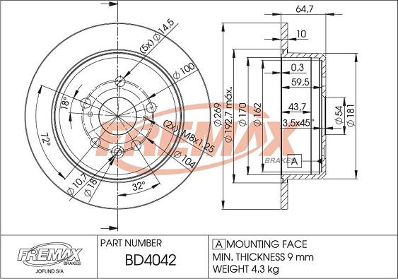 FREMAX BD-4042 - Kočioni disk www.molydon.hr