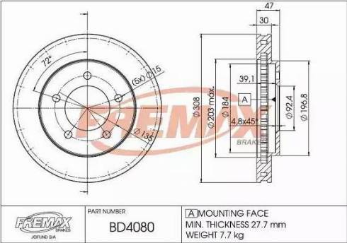 FREMAX BD-4080 - Kočioni disk www.molydon.hr