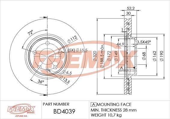 FREMAX BD-4039 - Kočioni disk www.molydon.hr