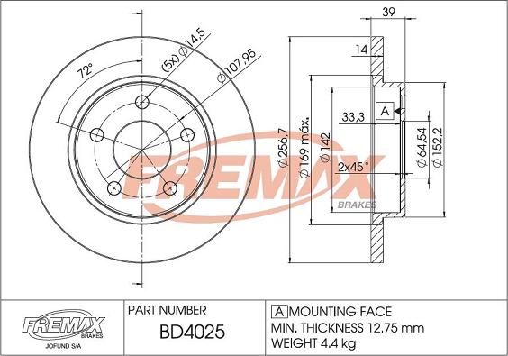 FREMAX BD-4025 - Kočioni disk www.molydon.hr