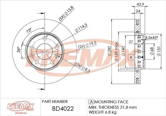 FREMAX BD-4022 - Kočioni disk www.molydon.hr