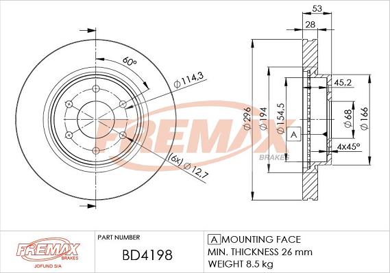 FREMAX BD-4198 - Kočioni disk www.molydon.hr