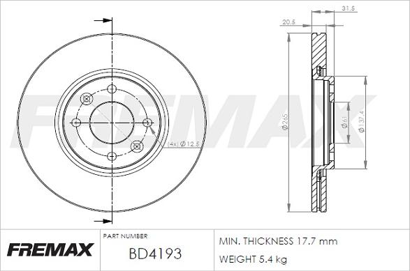 FREMAX BD-4193 - Kočioni disk www.molydon.hr