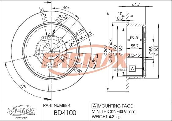 FREMAX BD-4100 - Kočioni disk www.molydon.hr