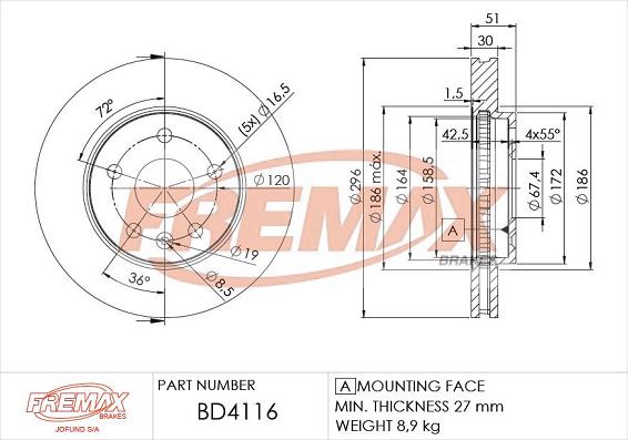 FREMAX BD-4116 - Kočioni disk www.molydon.hr