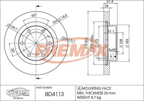 FREMAX BD-4113 - Kočioni disk www.molydon.hr