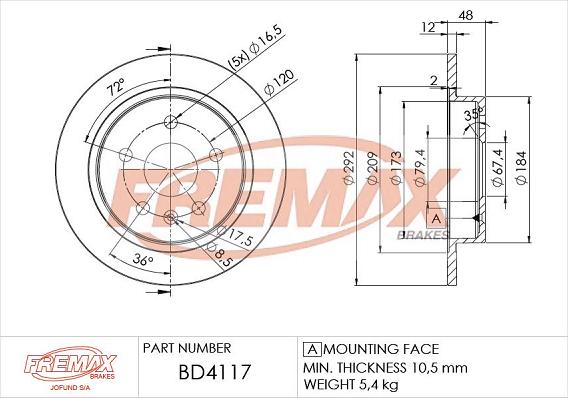 FREMAX BD-4117 - Kočioni disk www.molydon.hr