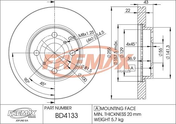 FREMAX BD-4133 - Kočioni disk www.molydon.hr