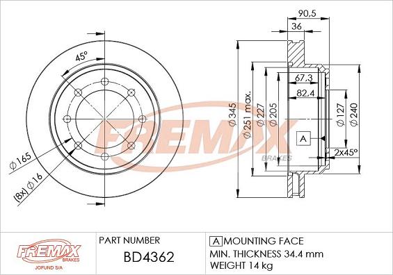 FREMAX BD-4362 - Kočioni disk www.molydon.hr