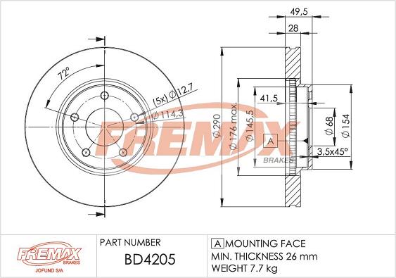 FREMAX BD-4205 - Kočioni disk www.molydon.hr