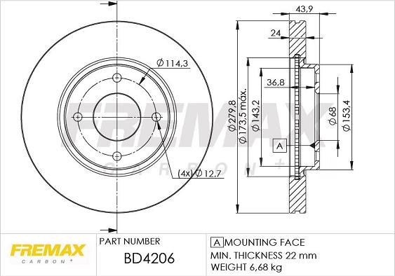 FREMAX BD-4206 - Kočioni disk www.molydon.hr