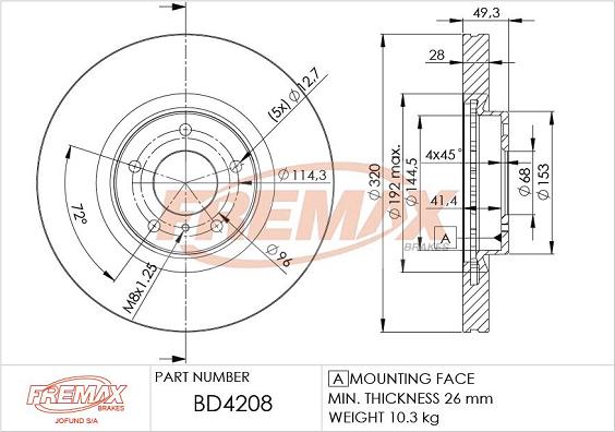 FREMAX BD-4208 - Kočioni disk www.molydon.hr