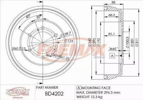 FREMAX BD-4202 - Bubanj kočnica www.molydon.hr