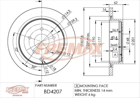 FREMAX BD-4207 - Kočioni disk www.molydon.hr