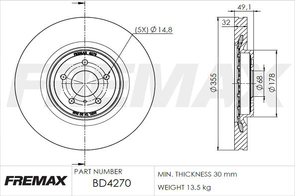 FREMAX BD-4270 - Kočioni disk www.molydon.hr