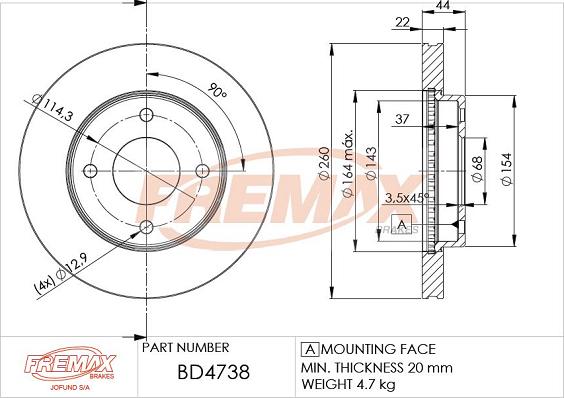 FREMAX BD-4738 - Kočioni disk www.molydon.hr