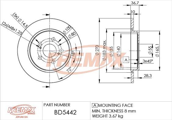 FREMAX BD-5442 - Kočioni disk www.molydon.hr