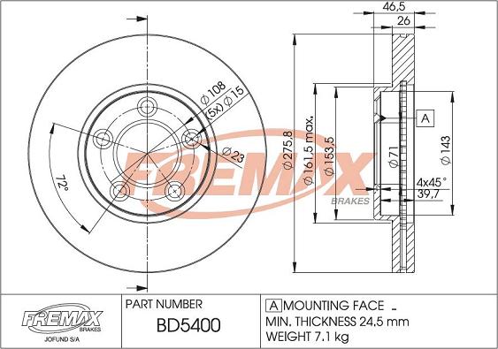 FREMAX BD-5400 - Kočioni disk www.molydon.hr