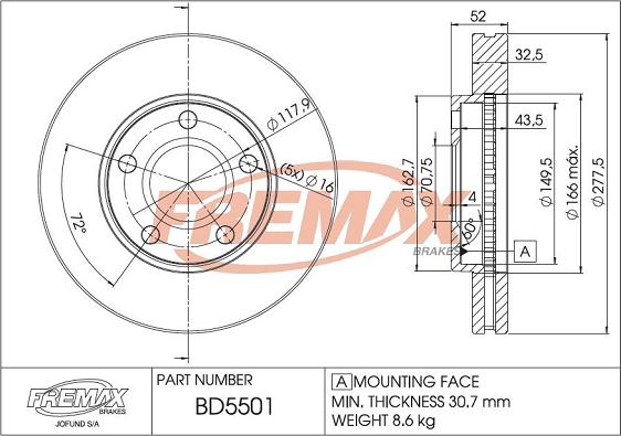 FREMAX BD-5501 - Kočioni disk www.molydon.hr