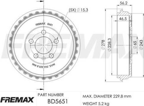 FREMAX BD-5651 - Bubanj kočnica www.molydon.hr