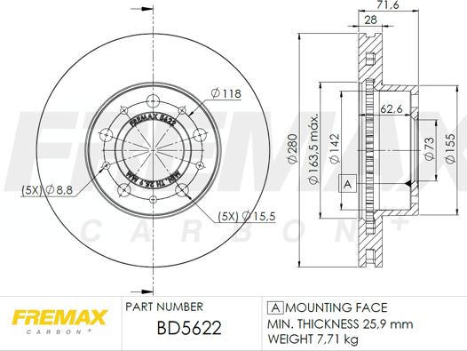 FREMAX BD-5622 - Kočioni disk www.molydon.hr