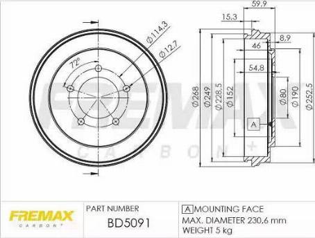 FREMAX BD-5091 - Bubanj kočnica www.molydon.hr