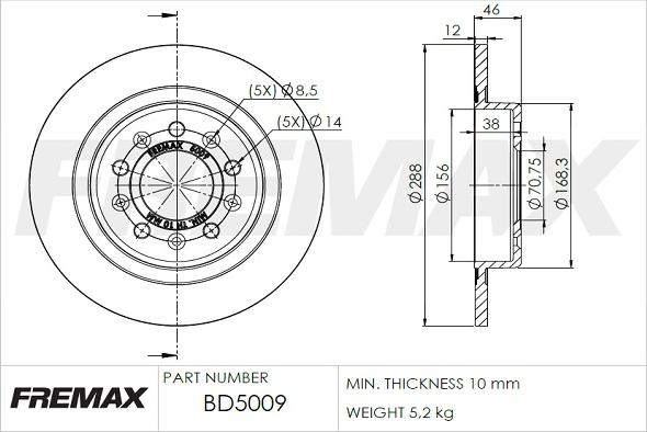 FREMAX BD-5009 - Kočioni disk www.molydon.hr