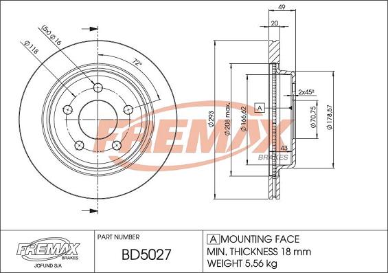 FREMAX BD-5027 - Kočioni disk www.molydon.hr