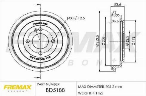 FREMAX BD-5188 - Bubanj kočnica www.molydon.hr