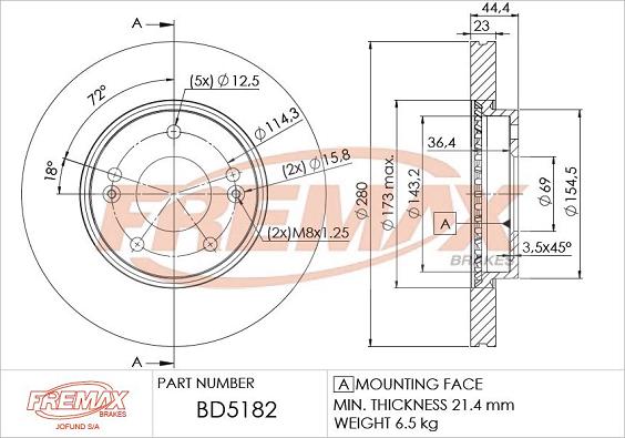 FREMAX BD-5182 - Kočioni disk www.molydon.hr