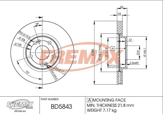 FREMAX BD-5843 - Kočioni disk www.molydon.hr