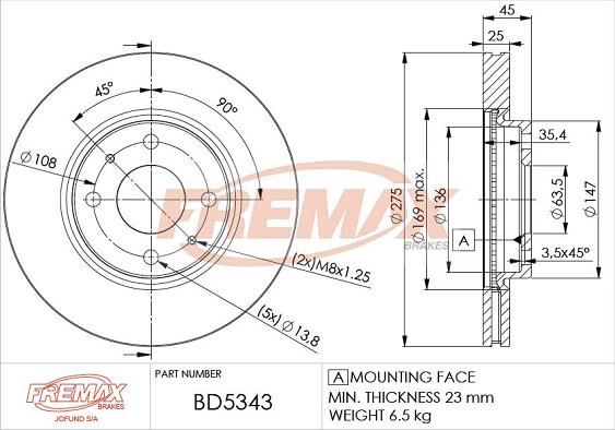 FREMAX BD-5343 - Kočioni disk www.molydon.hr