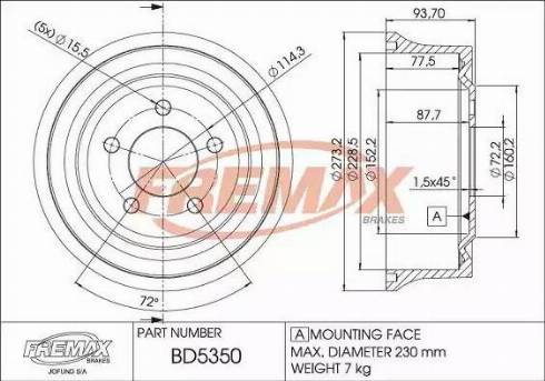 FREMAX BD-5350 - Bubanj kočnica www.molydon.hr