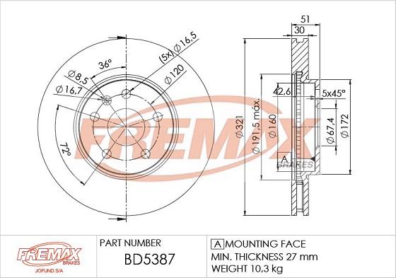 FREMAX BD-5387 - Kočioni disk www.molydon.hr