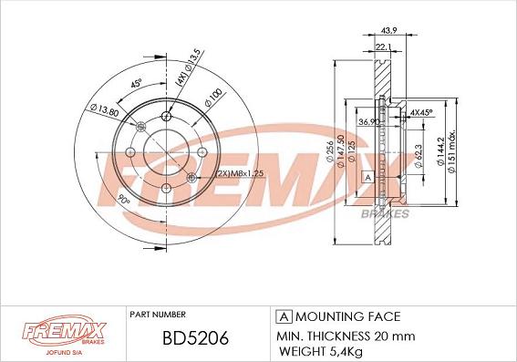 FREMAX BD-5206 - Kočioni disk www.molydon.hr