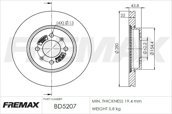 FREMAX BD-5207 - Kočioni disk www.molydon.hr