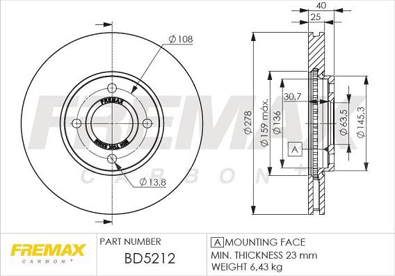 FREMAX BD-5212 - Kočioni disk www.molydon.hr