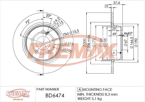 FREMAX BD-6474 - Kočioni disk www.molydon.hr