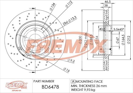 FREMAX BD-6478 - Kočioni disk www.molydon.hr